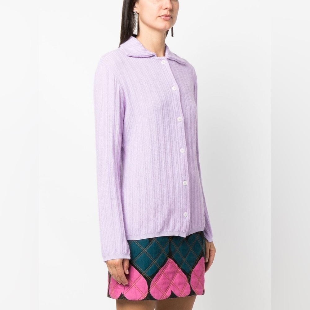 Mariele Waithe Silk Ribbed Collar Cardigan